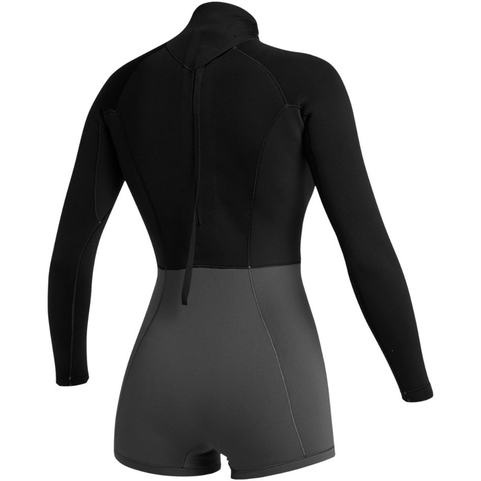 2025 Mystic Womens Lunar Long Arm 2/2mm Back Zip Shorty Wetsuit 35000.240111 - Black
